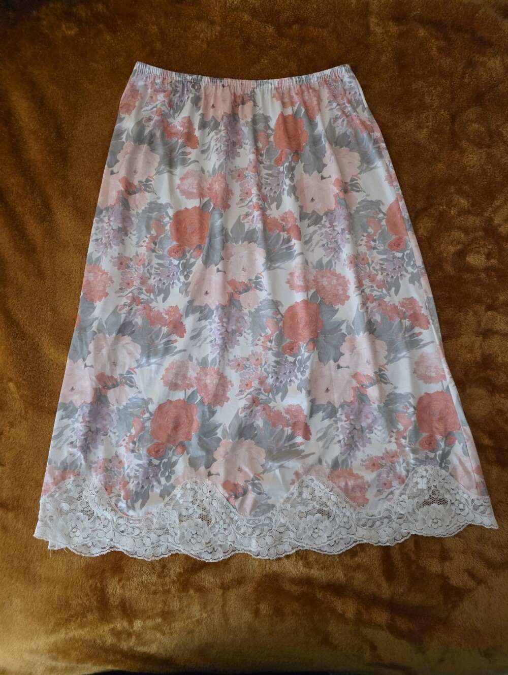 Vintage JCpenney Body Lites 1980s 1990s Floral Print Slip Skirt Midi